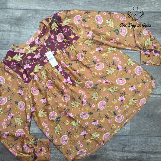 Loft Long Sleeve Floral Top Size M