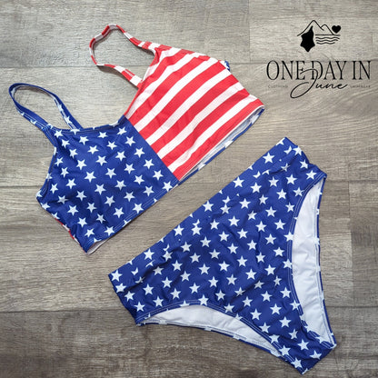 Aleumdr Crop Top High Waist Bikini Swimsuit Size XL