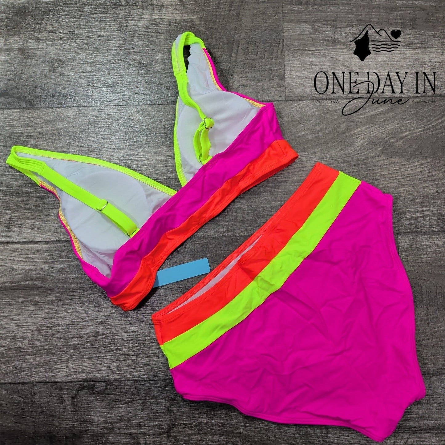 Popvil High Waist Colorblock Bikini Swimsuit Size L