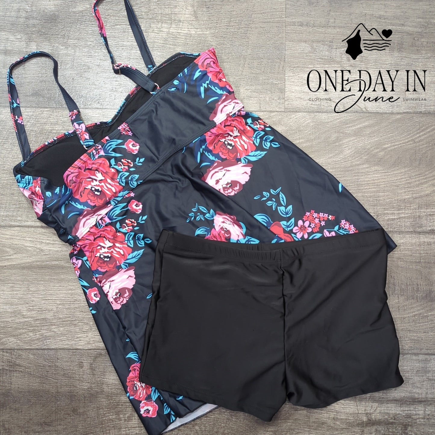 Adisputent Floral Boyshort Tankini Swimsuit Size XL