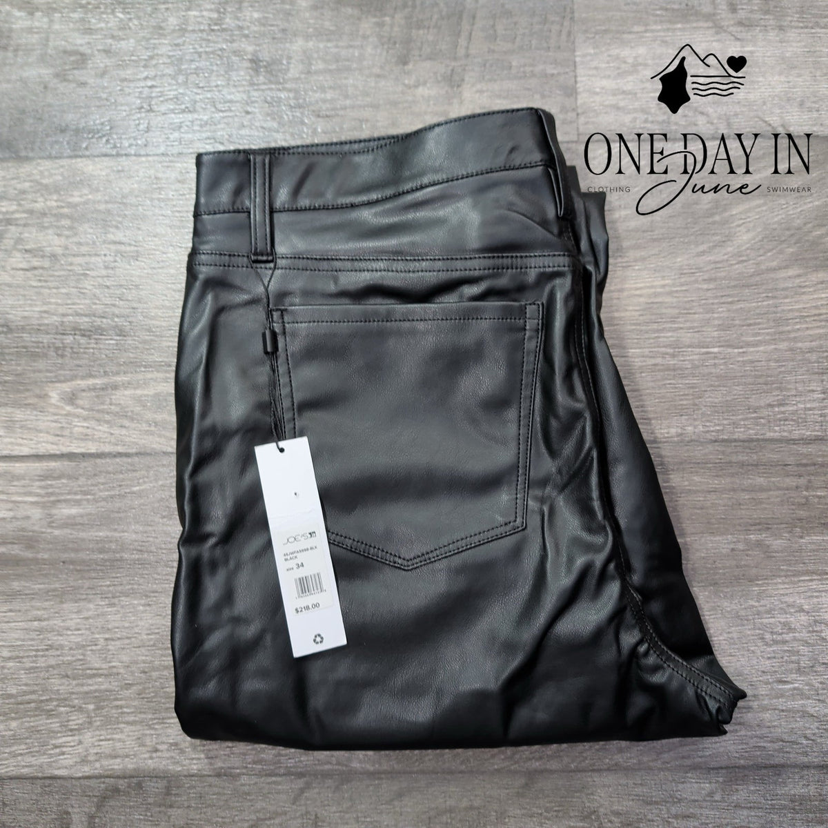 Joe's Jeans Faux Leather Straight Leg Pants Black NWT Size 34 (18)