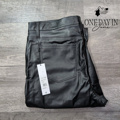 Joe's Jeans Faux Leather Straight Leg Pants Black NWT Size 34 (18)