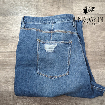 Good American Good 90s Relaxed Jeans Plus Raw Hem Indigo NWT Size 22