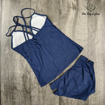 Vogueric Criss Cross Strap Tankini Swimsuit Size S