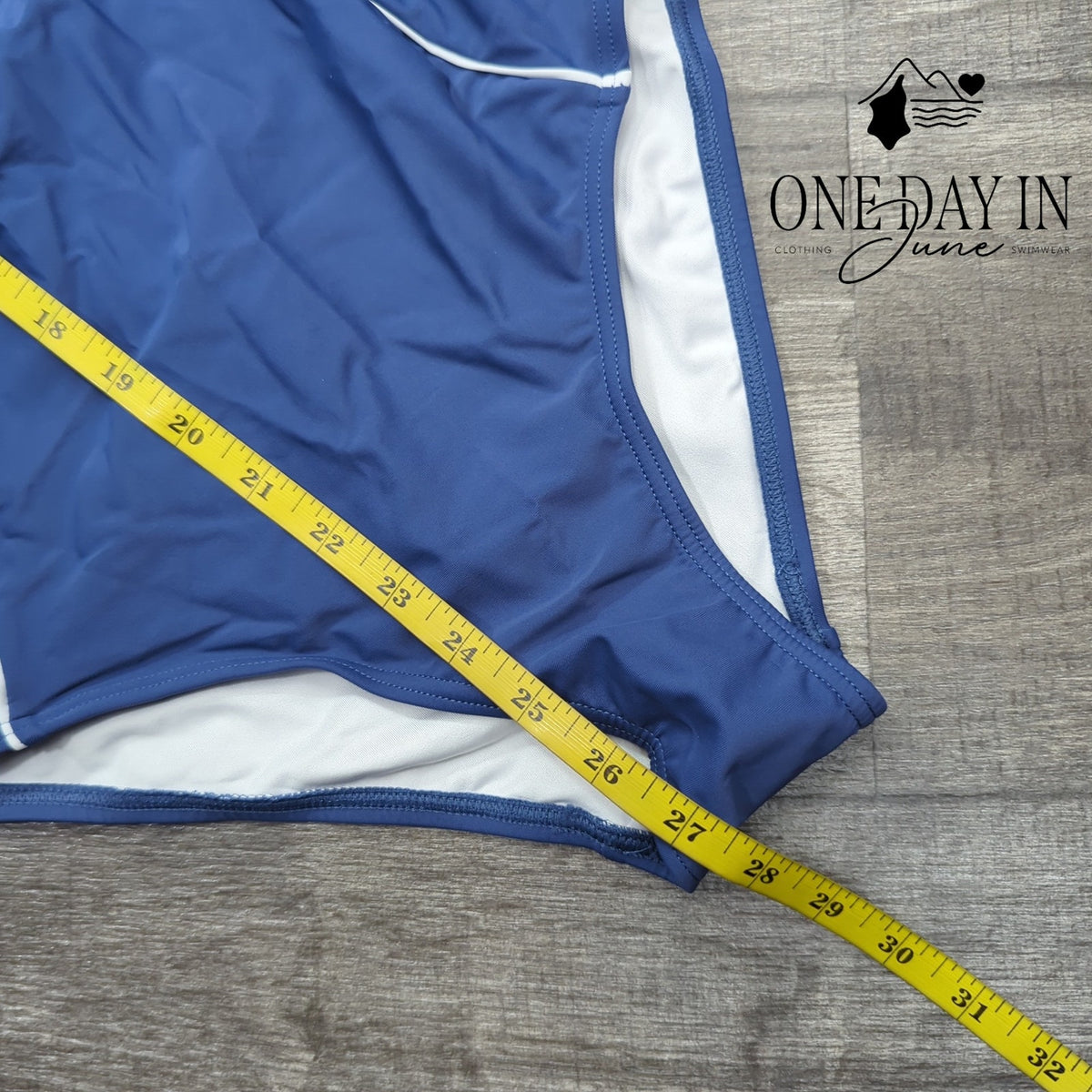 Charmo Front Racerback Athletic One Piece Swimsuit Blue White UPF 50+ NWT Size M