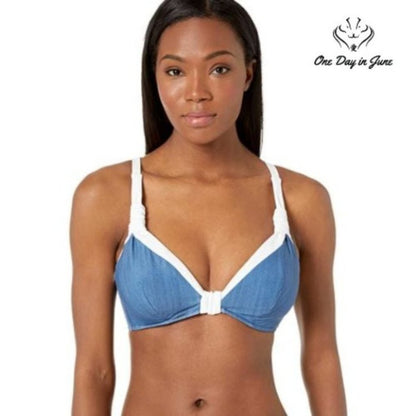 SeaFolly Block Party F Cup Halter Bikini Top Size 6