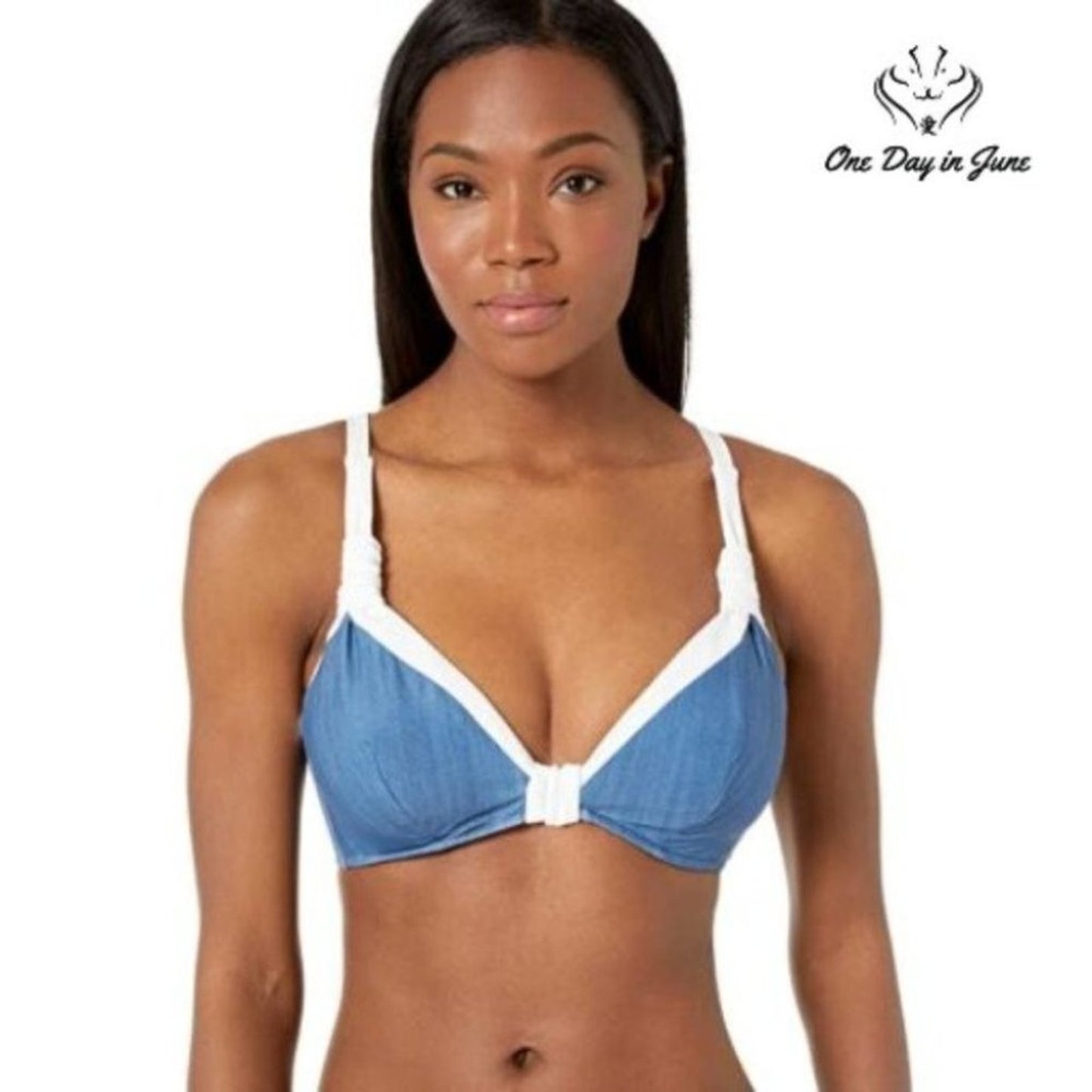 SeaFolly Block Party F Cup Halter Bikini Top Size 6
