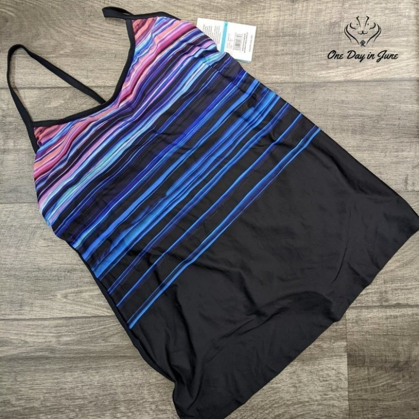 Maxine of Hollywood Scoop Neck Swimdress One Piece Swimsuit Size 16