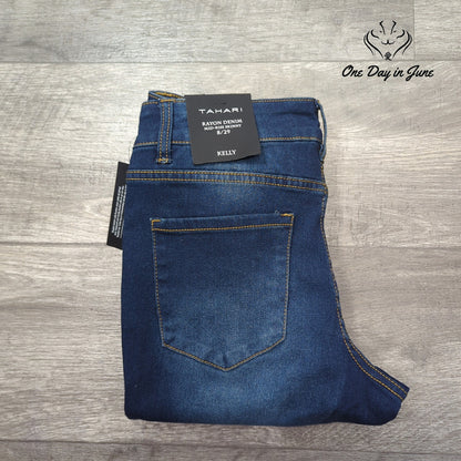 Tahari Kelly Mid Rise Skinny Jeans Dark Wash Blue Rayon Denim NWT Size 8
