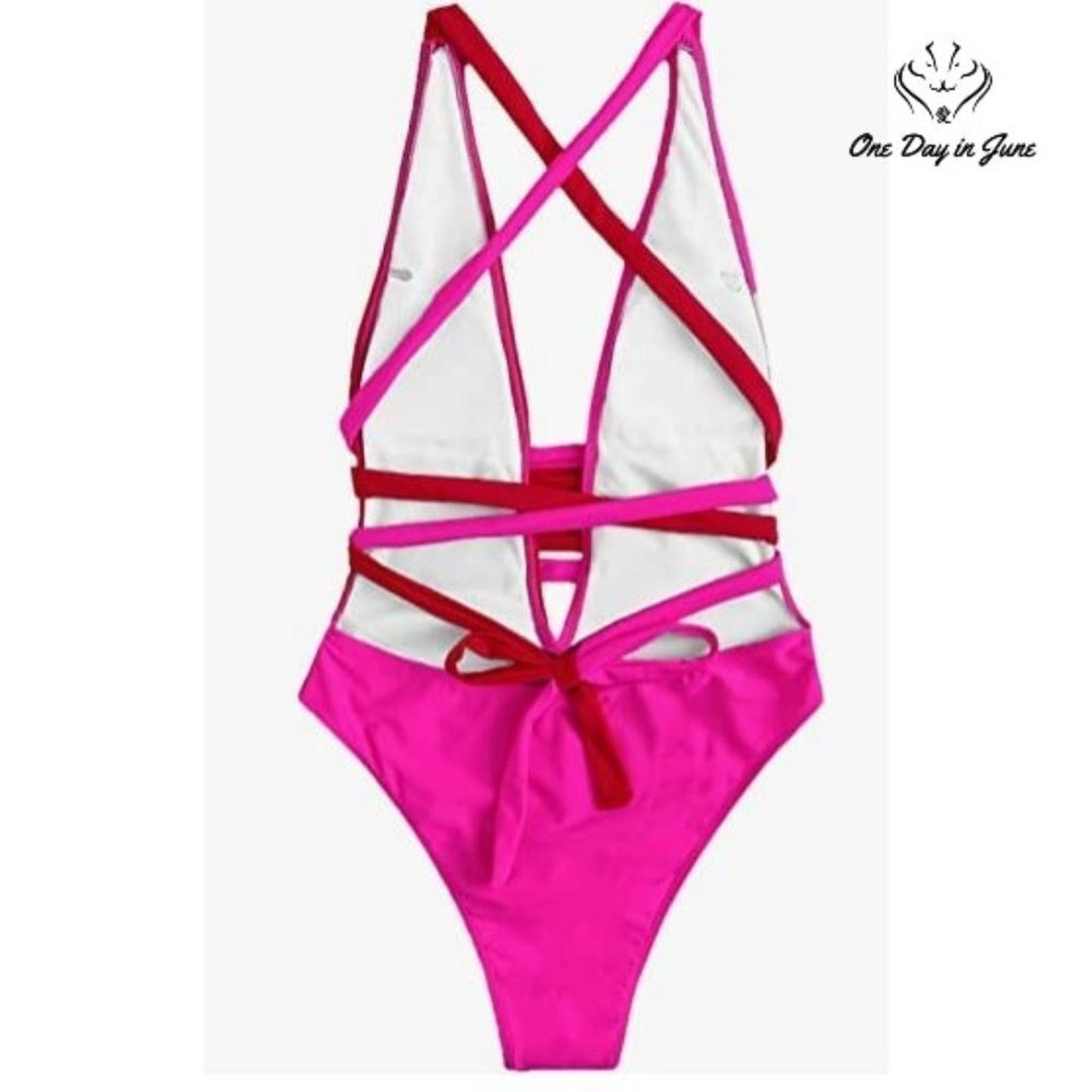 Sweatyrocks Deep V Criss Cross One Piece Swimsuit Size S