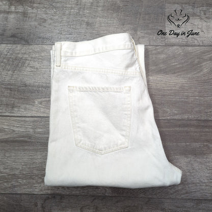 Goldsign Straight Leg Button Fly Jeans Ivory White Designer Denim Size 31 (12)