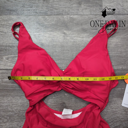 Charmo Twist Front Cut Out One Piece Swimsuit Ruched Tummy Control NWT Size S