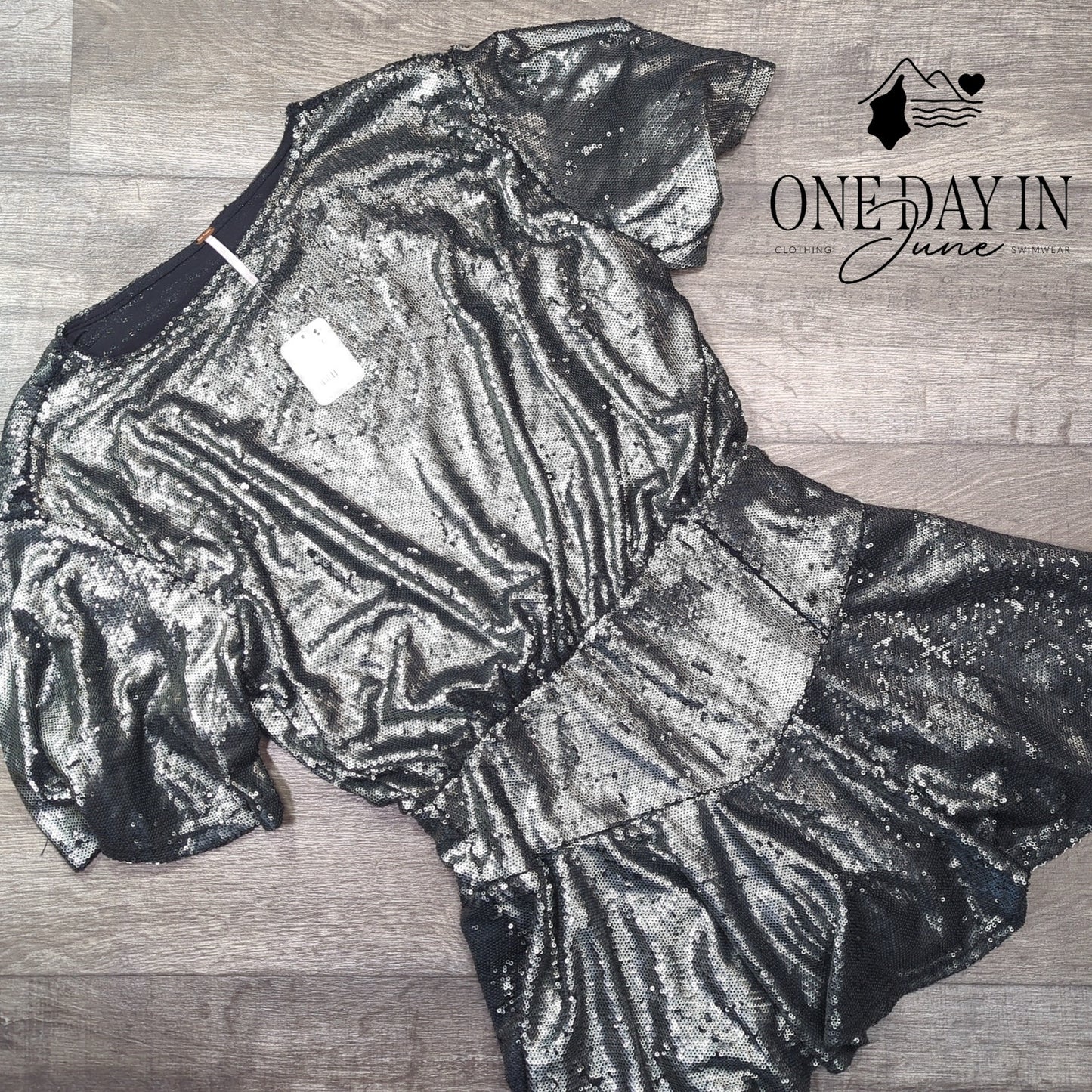 Free People Manuka Sequin Mini Dress Gunmetal Silver NWT $168 Size M