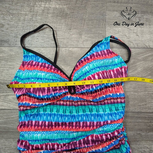 Coastal Blue Sweetheart Top Tummy Control One Piece Swimsuit Size XL