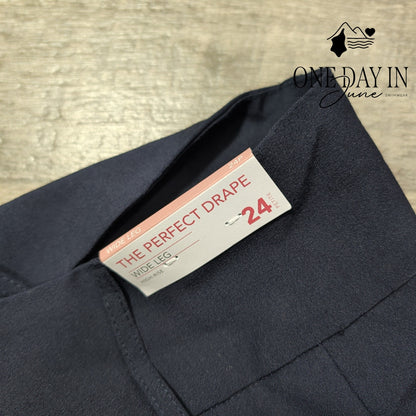 Lane Bryant Perfect Drape High Rise Wide Leg Pants Navy NWT Size 24