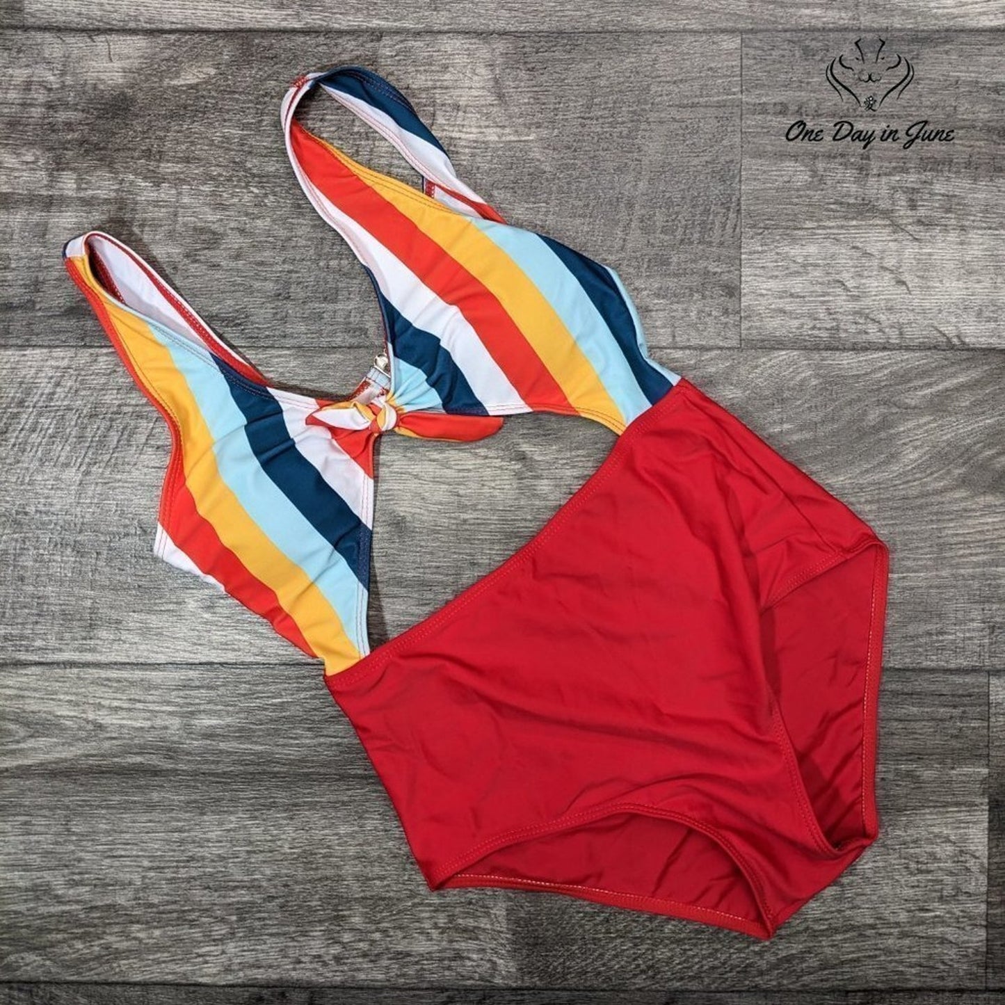 Sweatyrocks Knot Front Cutout One Piece Swimwuit Size M