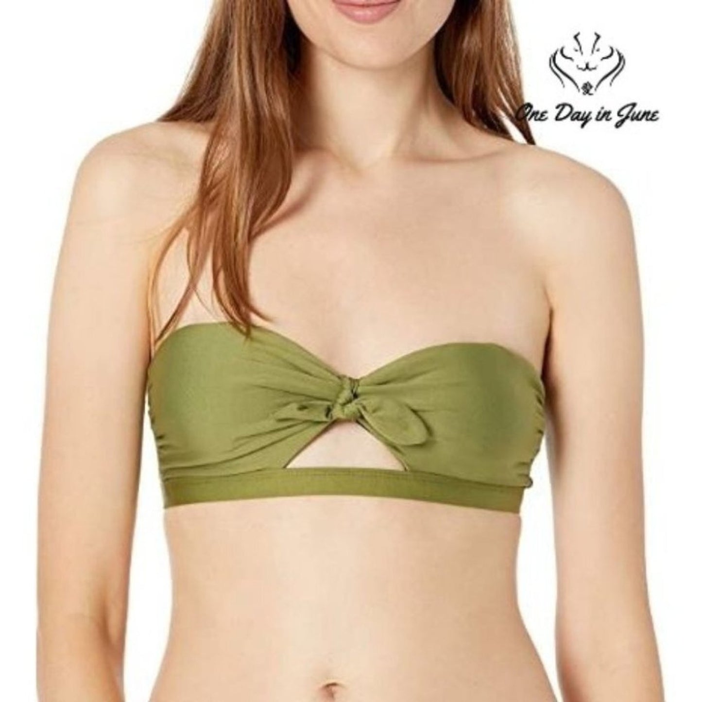 Vicious Young Babes Olive You Knotted Bandeau Bikini Top Size L