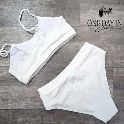 Aleumdr Textured Crop Bikini Swimsuit Size M