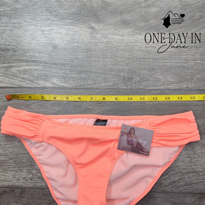 Smart & Sexy Side Ruched Moderate Bikini Bottom Coral Peach NWT Size M