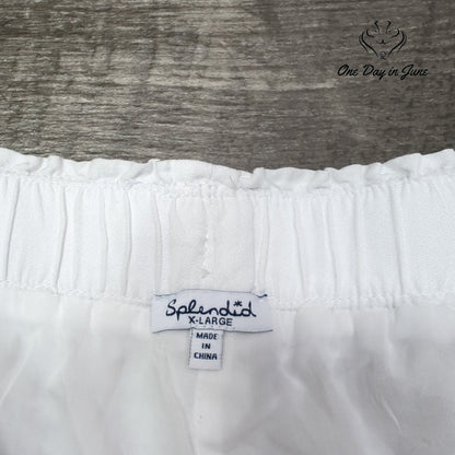Splendid Womens White Drawstring Pull On Straight Leg Pants Pockets Size XL