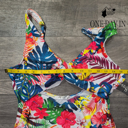 Aimage Tropical Cutout One Piece Swimsuit Size M