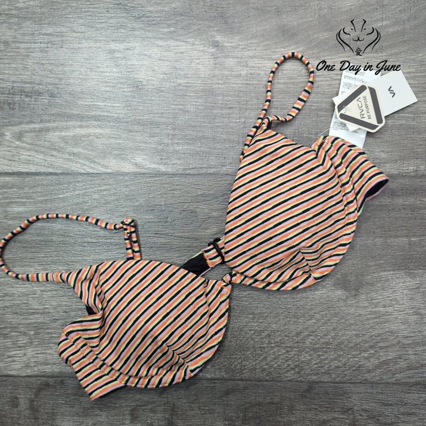 RVCA Cosmic Way Underwire Bikini Top Striped NWT $65 Size L