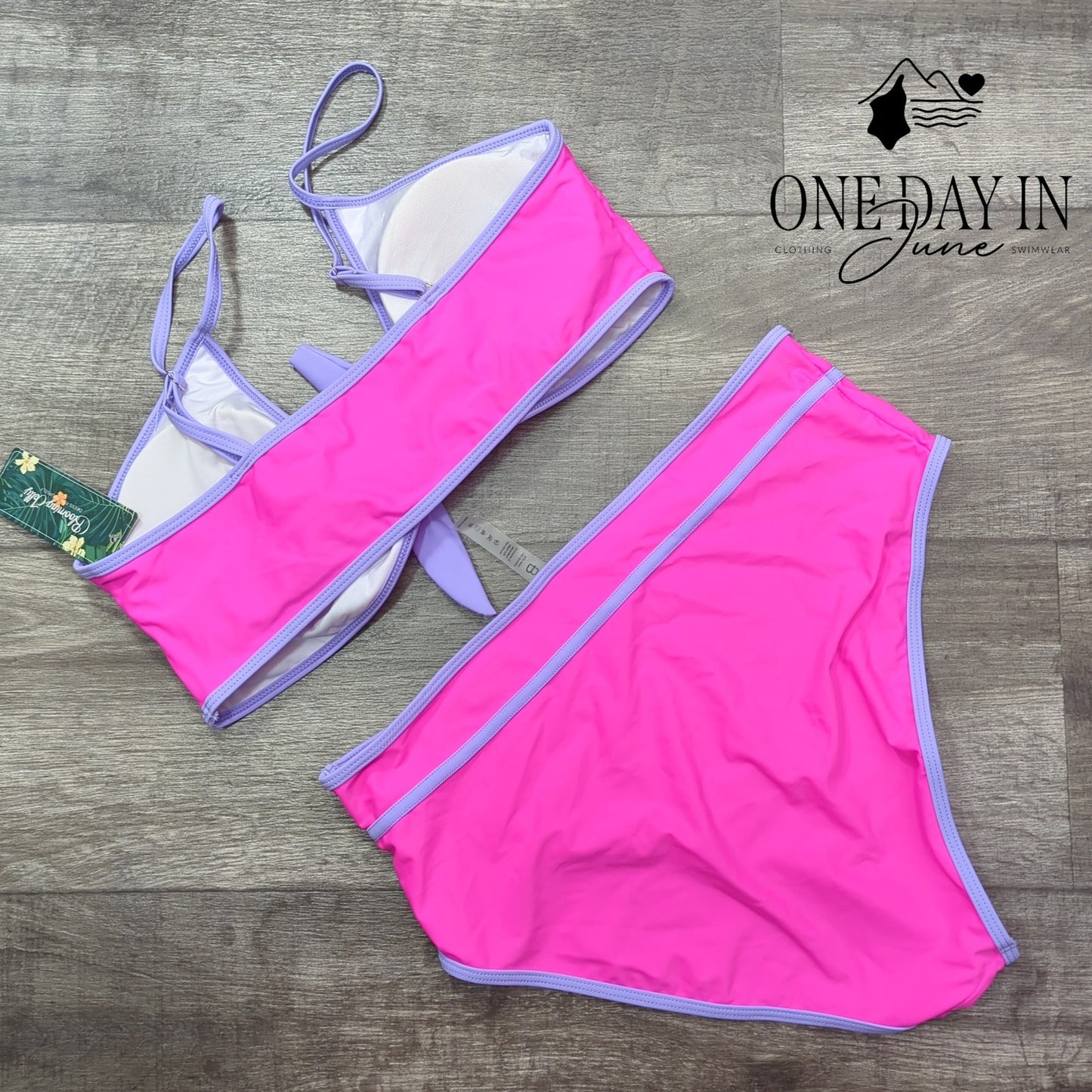 Blooming Jelly Knot Front High Waist Bikini Swimsuit Size XL