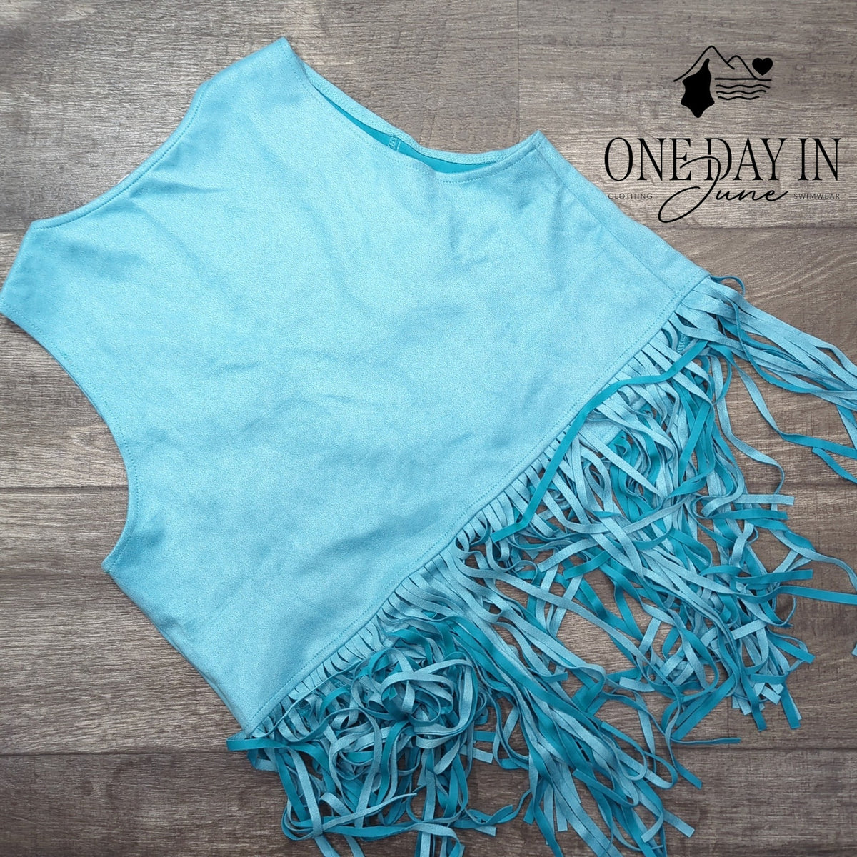Dokotoo Faux Suede Fringe Tassel Vest Turquoise Blue Western Boho NWT Size S