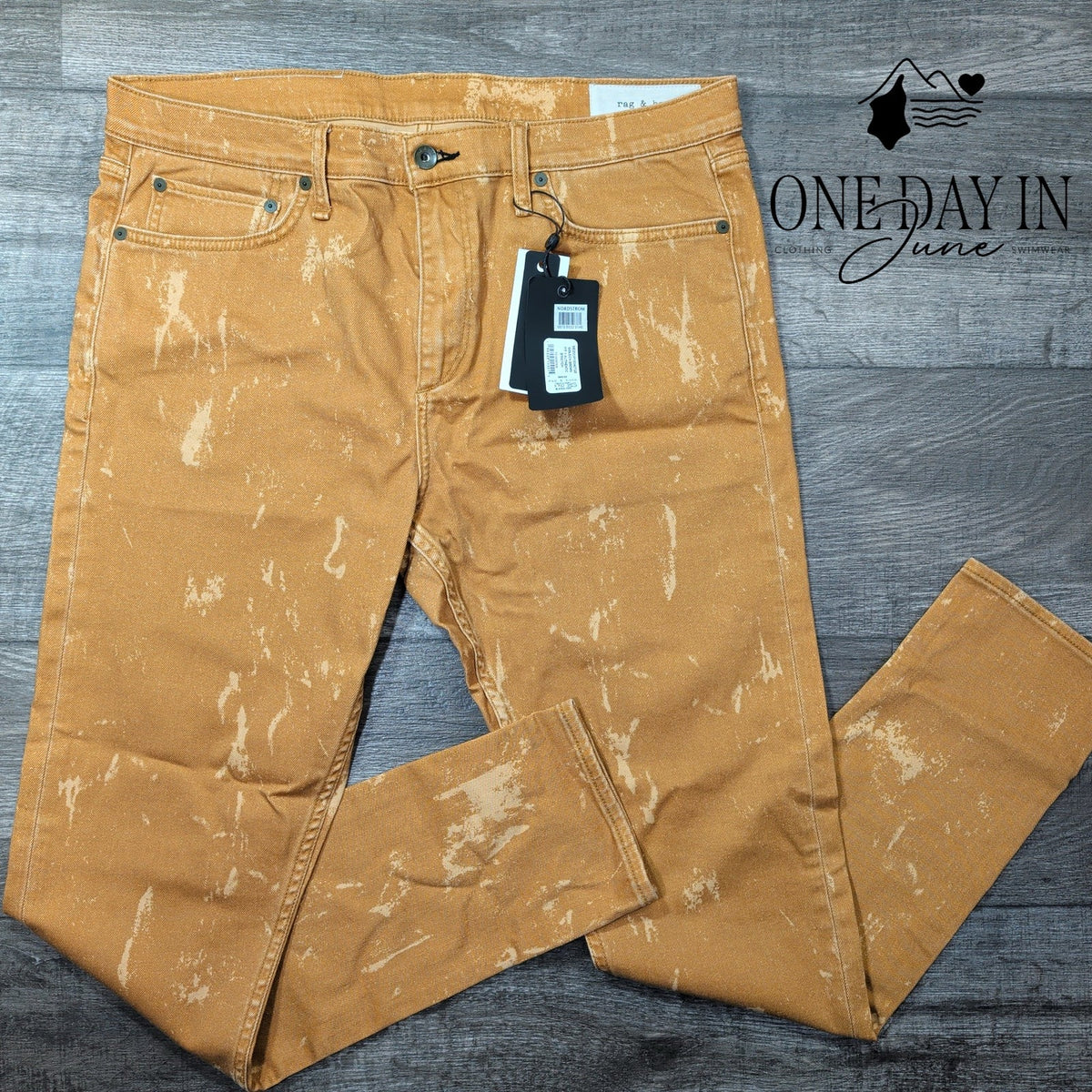 Rag & Bone Fit 1 Authentic Skinny Jeans Golden Brown Distressed NWT Size 36X32