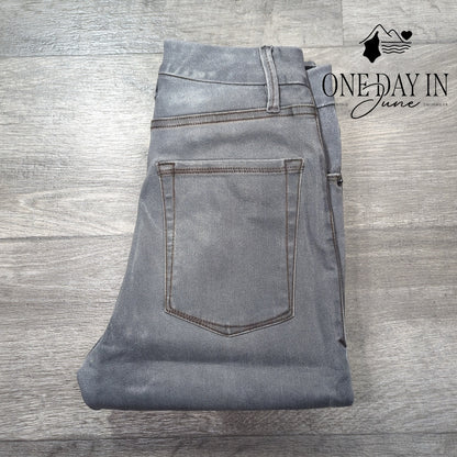Good American Good Waist Coated Skinny Ankle Jeans Gray Silver NWT Size 4 (27)