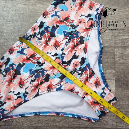 Beachsissi V Neck Tummy Control Cross Back Tankini Swimsuit Floral NWT Size S