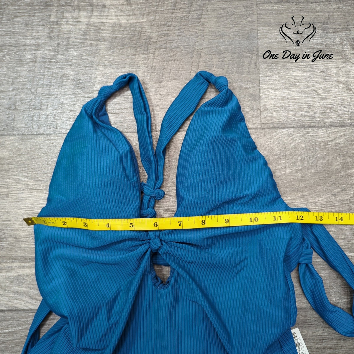 Bar III Like It Or Knot Ribbed One Piece Swimsuit Blue NWT $88 Size S