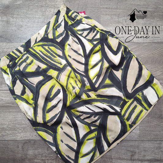 212 Collection Abstract Leaf Print Lined Pencil Skirt NWT Size 8