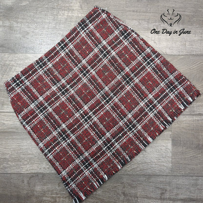 Sanctuary Plaid Tweed Mini Skirt Red Black White Fringe Hem Size L