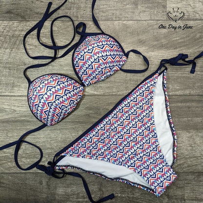 CharmLeaks Tie Side Padded Triangle Bikini Swimsuit Size XXL