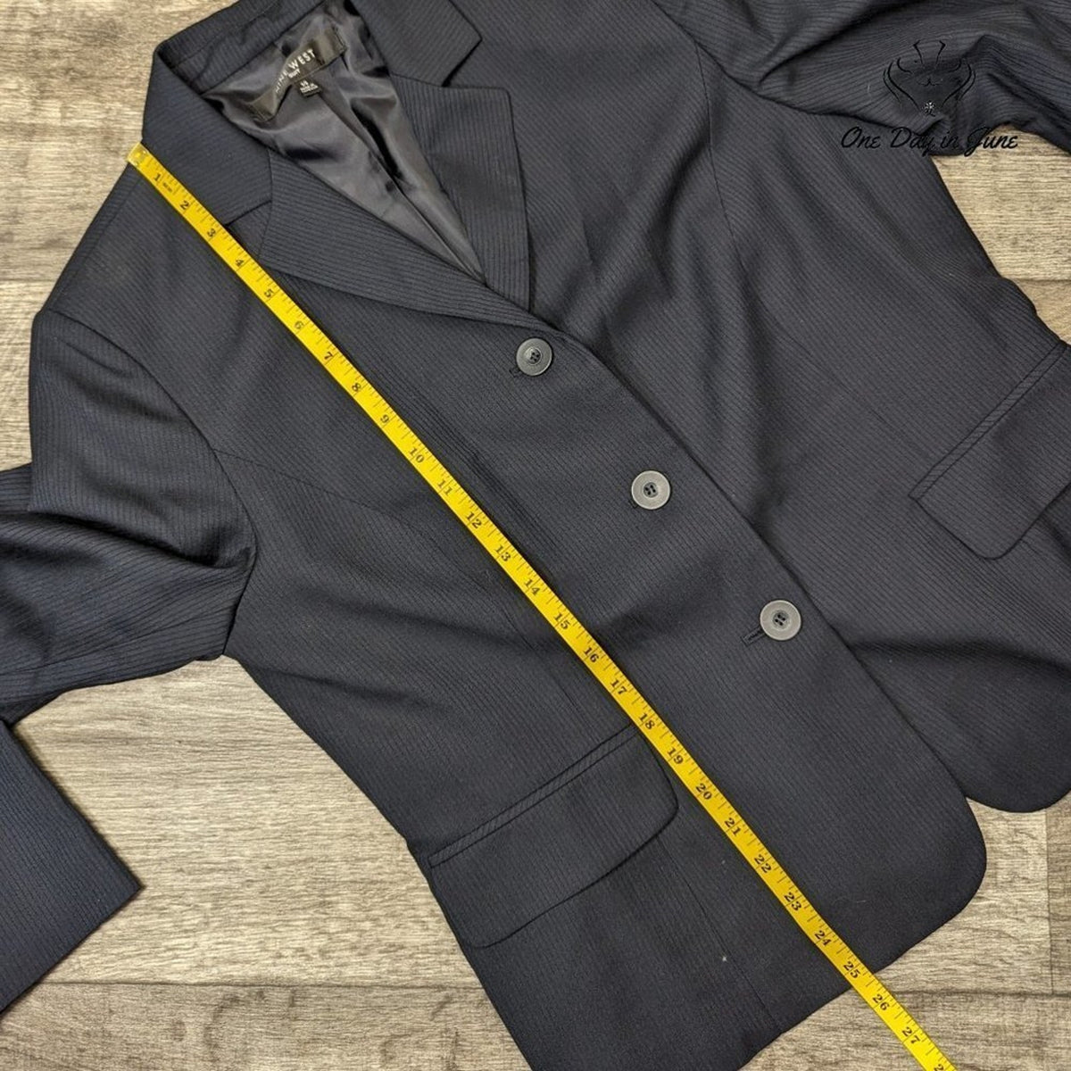 Nine West 3 Button Suit Jacket Blazer Navy Blue Pinstripe NWT Size 14