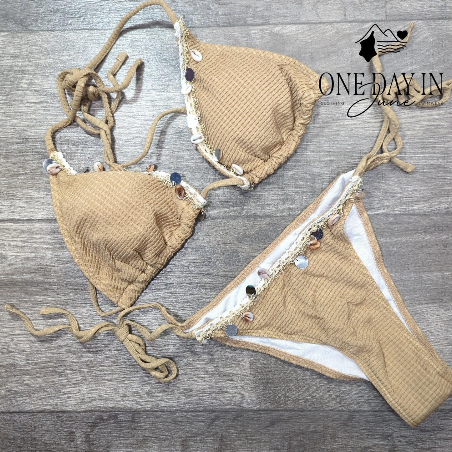 Aleumdr Adjustable Triangle Tie Side Bikini Swimsuit Size M
