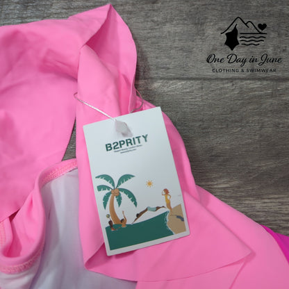 B2Prity Plus Size Ruffle Cross Front Cut Out One Piece Swimsuit Size 2XL