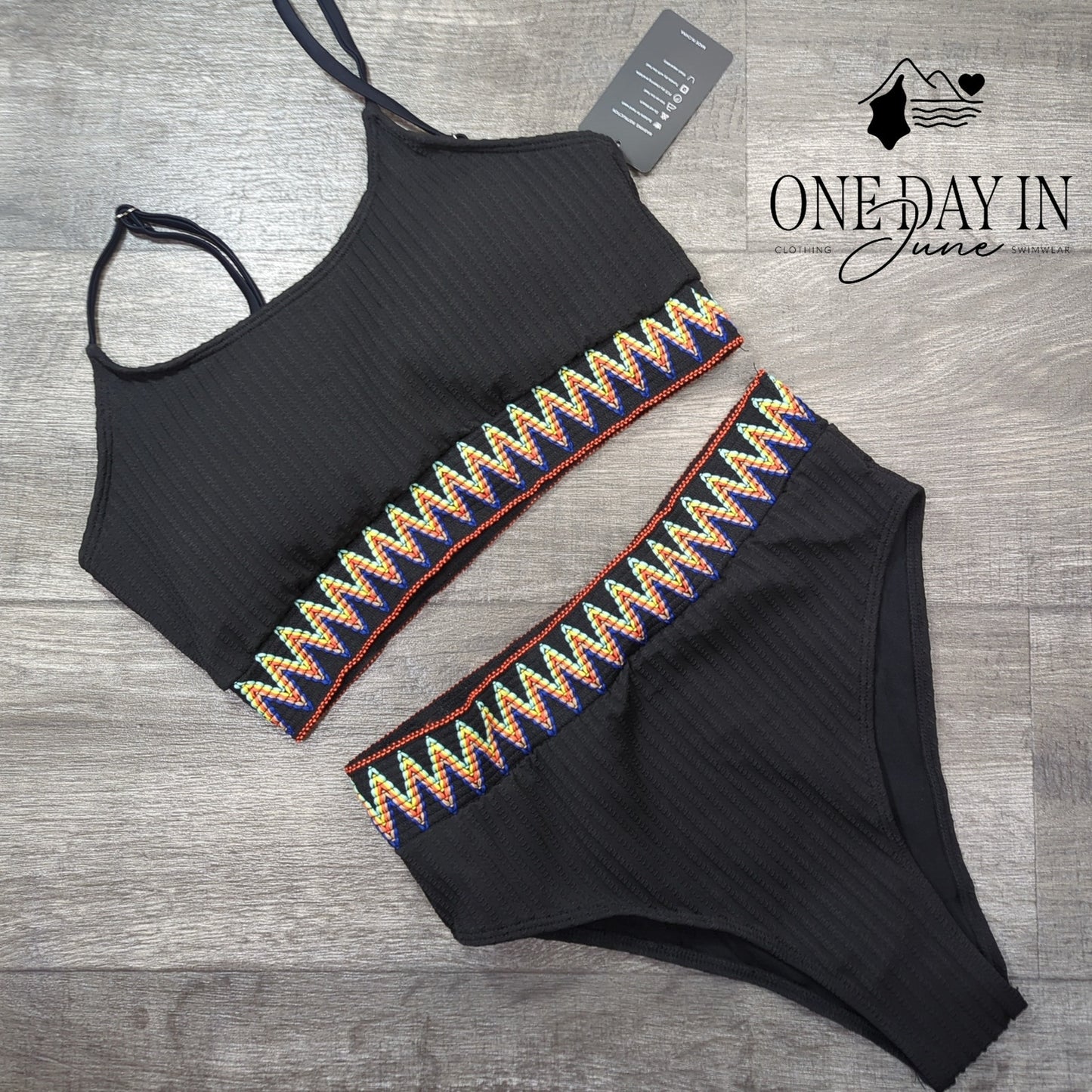 Zuobango Textured Crop Bikini Swimsuit Size L