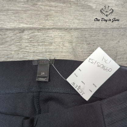 J. Crew Black Skinny Ankle Ponte Pants Stretch Zip Pockets NWT Size 2R