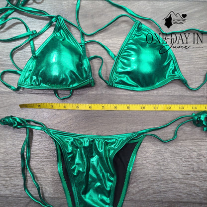 CharmLeaks Strappy Triangle Cheeky Tie Wrap Bikini Swimsuit Size M