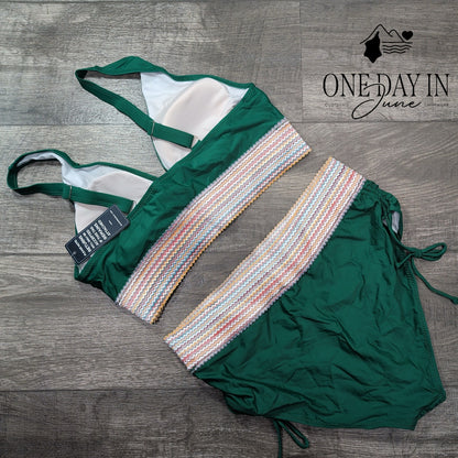 Blooming Jelly High Waist Drawstring Bikini Swimsuit Size XL