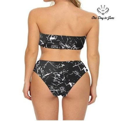 I2Crazy Marble Bandeau Bikini Swimsuit Size L