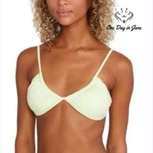 RVCA Solid Trilette Bikini Top Green Ruched Triangle NWT Size L