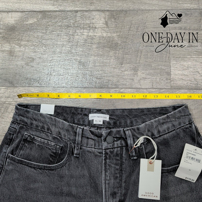 Good American Good 90s Baggy Jeans Black NWT Raw Seam $175 Size 10 (30)
