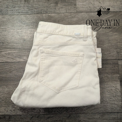 DL1961 Riley Boyfriend Crop Jeans White Distressed Raw Hem NWT Size 12 (31)