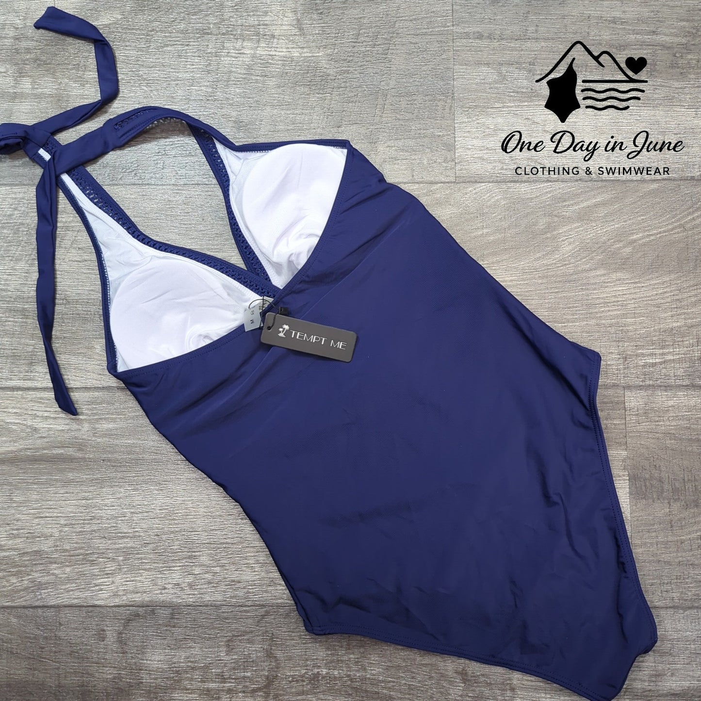 Tempt Me Halter V Neck One Piece Swimsuit Size M