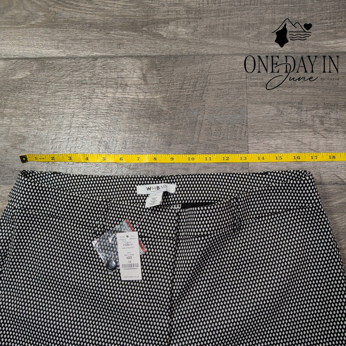 White House Black Market Slim Ankle Pants Black White Print NWT Size 14