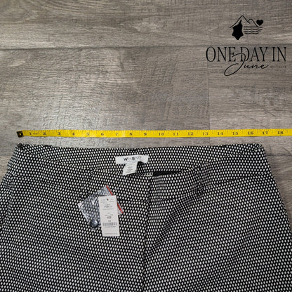 White House Black Market Slim Ankle Pants Black White Print NWT Size 14