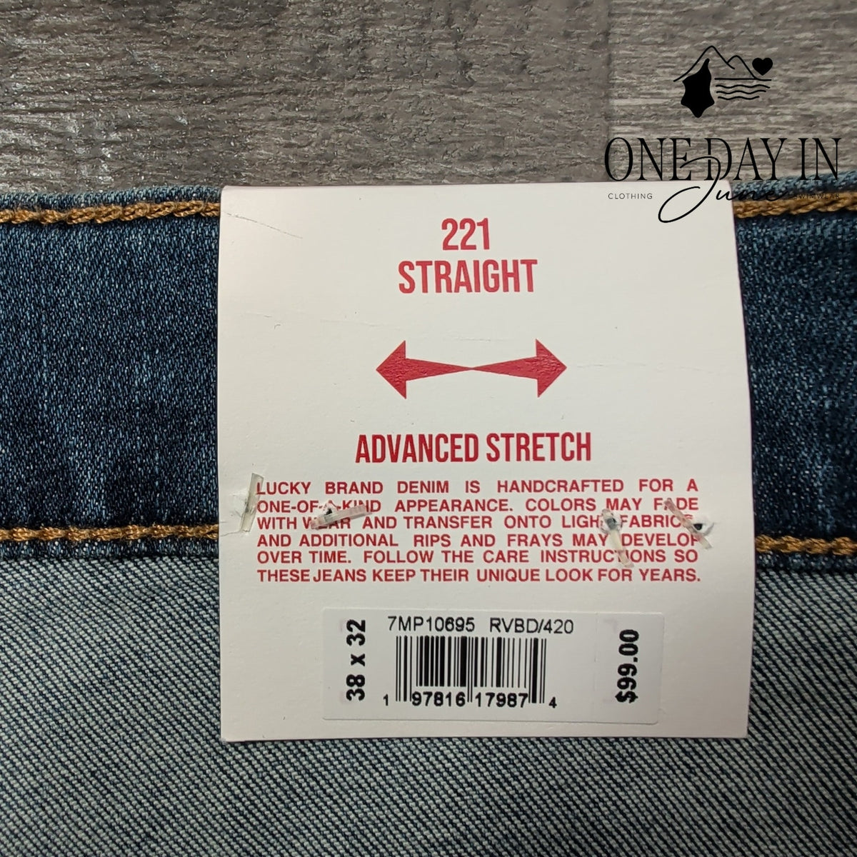 Lucky Brand 221 Straight Jeans Mens Medium Wash Advanced Stretch NWT Size 38X32